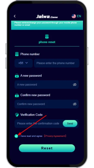 tick privacy agreement to reset